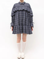 merry jenny｜Plaid Frill Shirt Mini Dress