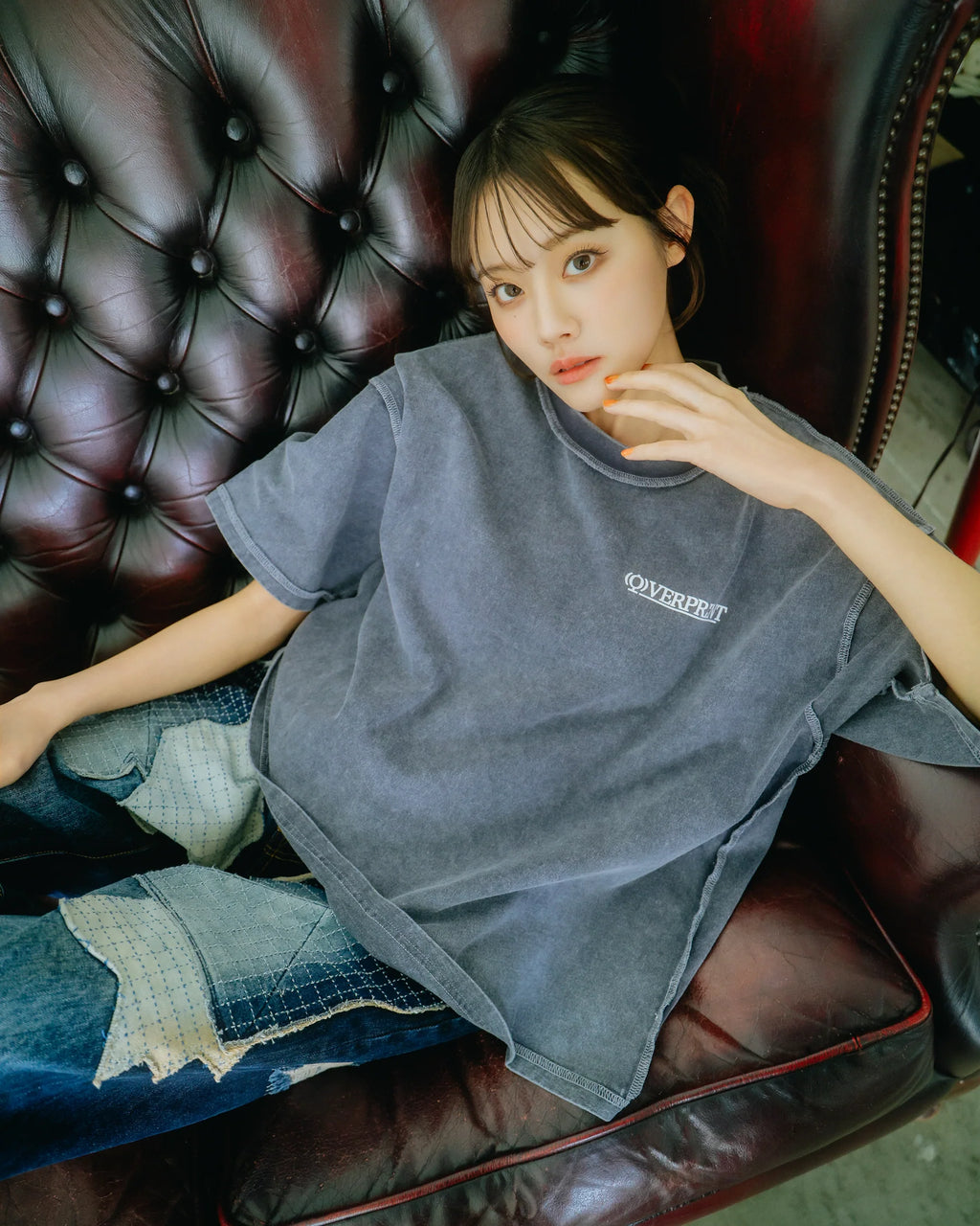 Over Print purupuru pigment Tee D
