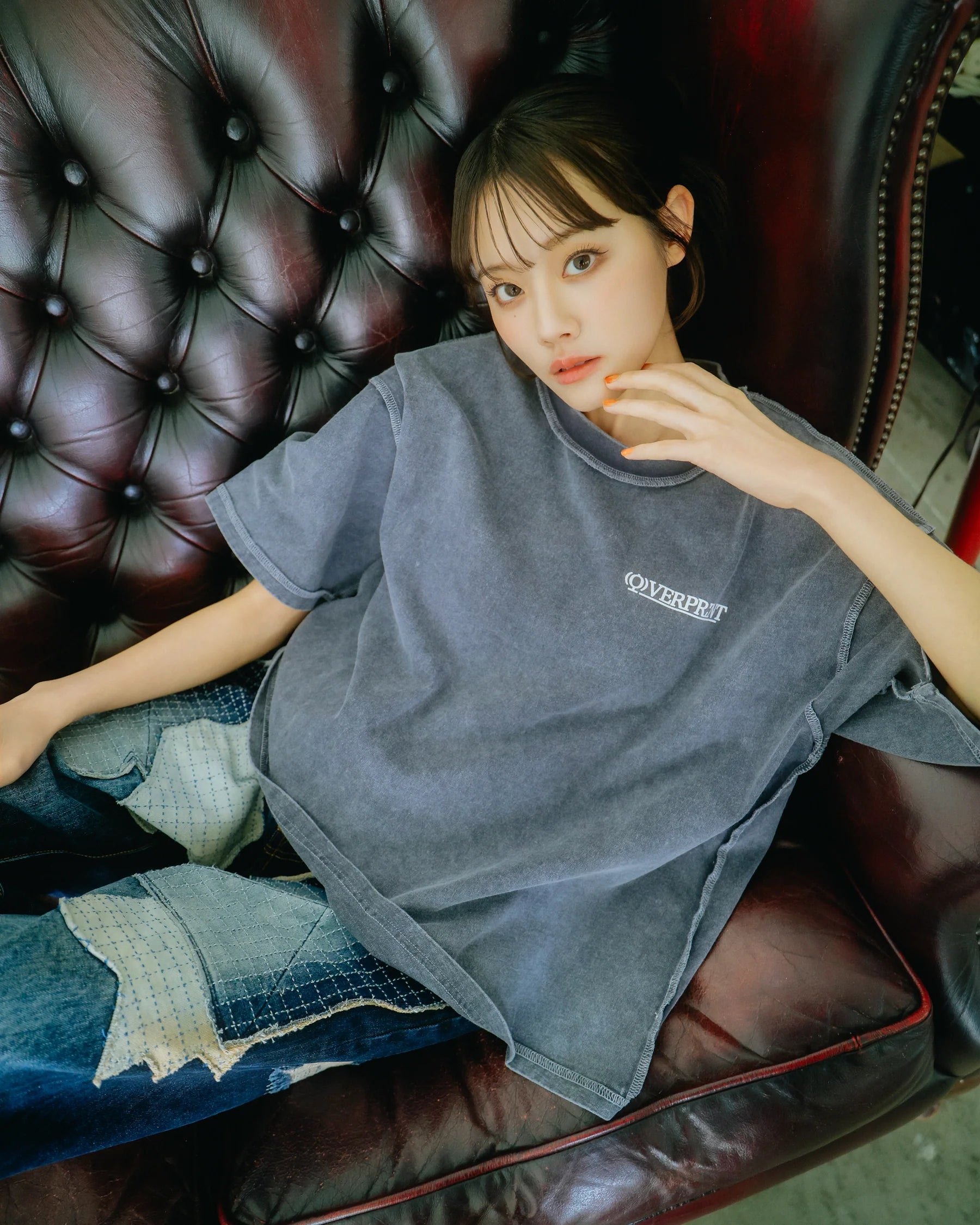 Over Print purupuru pigment Tee D